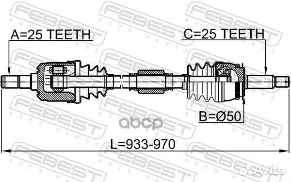 Привод передний правый25X951X25 Hyundai