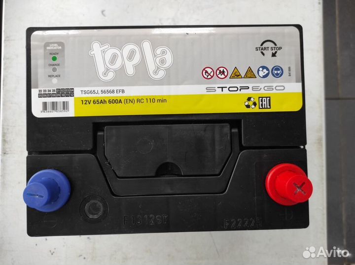 Аккумулятор 65Ач 600А Topla EFB start-stop азия