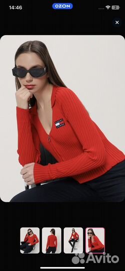 Кардиган-топ Tommy Jeans красный