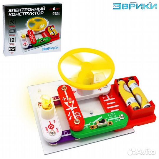 Конструктор электронный «Эврики», 35 схем, 12 элем