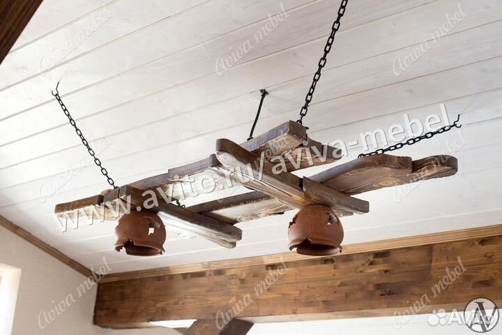 Люстра Шале из дерева под старину. Люстра на заказ
