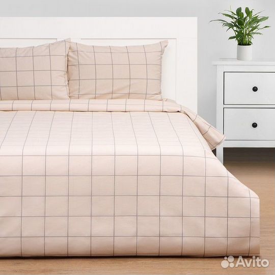 Кпб Этель 1.5сп 'Клетка' цв.бежевый, 156*215см, 15