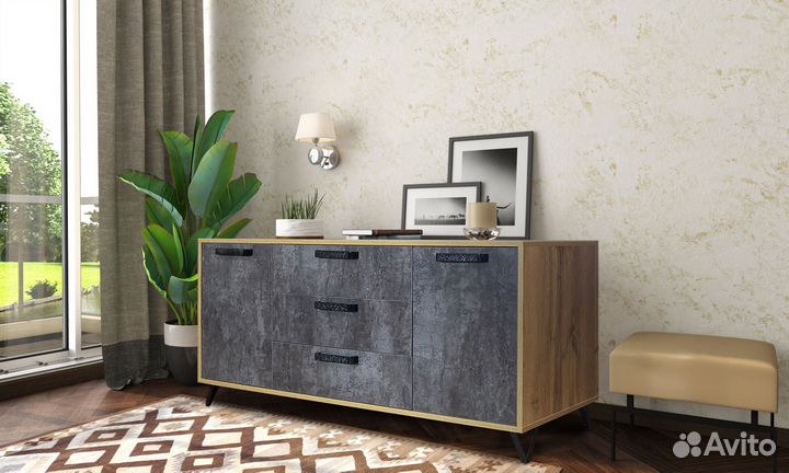 Тумба с ящиками Пируэт вотан/бетон темный 1432