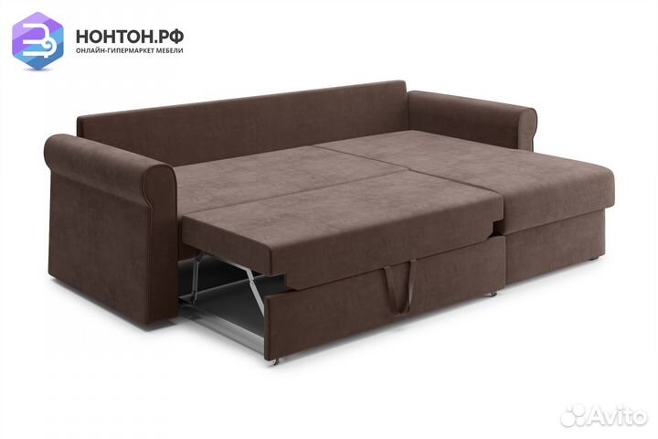 Диван угловой дельфин Лира коричневый