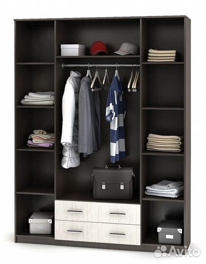 Шкаф 4-ств Квадро (венге/белфорт)