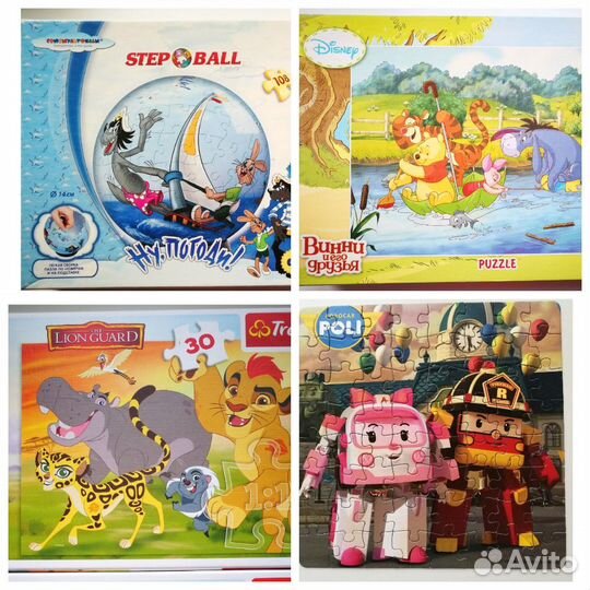 Пазлы напольные и мелкие для детей 2+