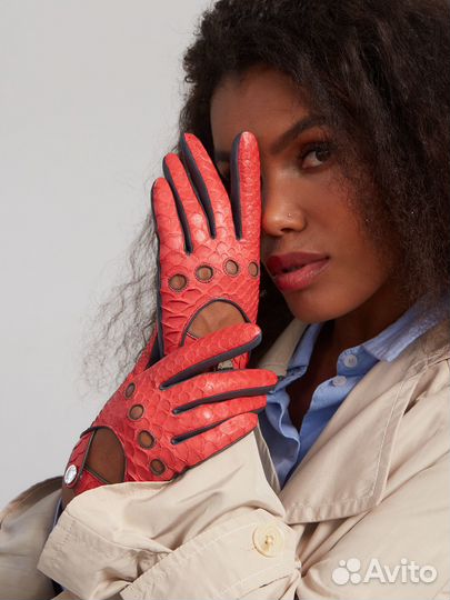 Водительские перчатки Верди из кожи питона