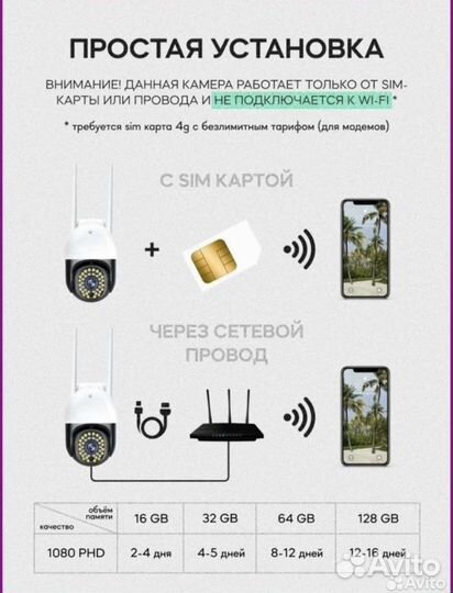 Поворотная 4G камера видеонаблюдения с сим V380Pro