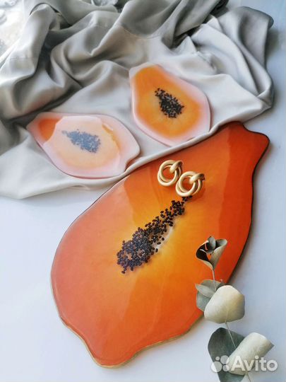 Сервировочный набор папайя эпоксидная смола