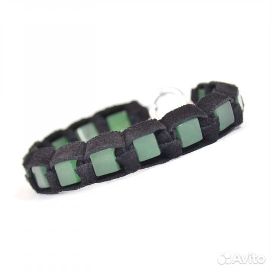 Браслет из замши с нефритом