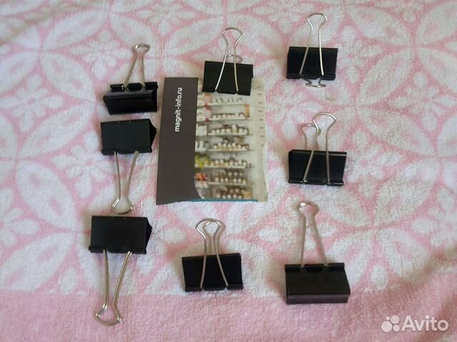 Канцелярия-Зажимы-8-шт для бумаги.цена за все
