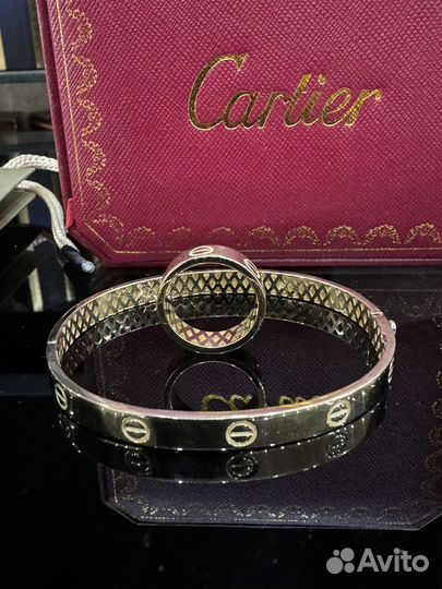 Золотой браслет с кольцом Cartier Love