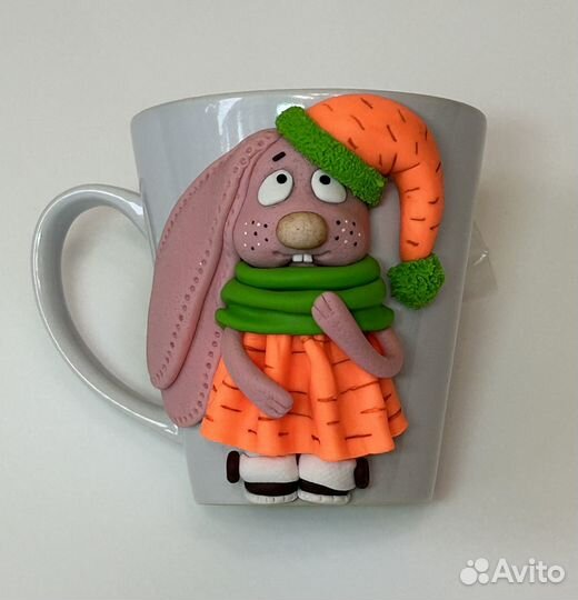 Кружка с декором из полимерной глины