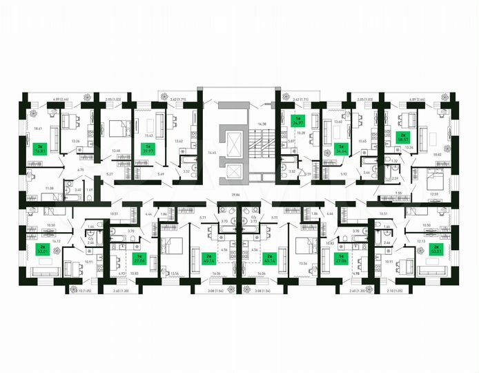 2-к. квартира, 58,6 м², 13/16 эт.
