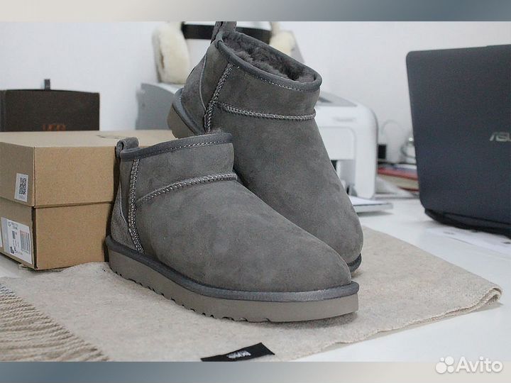 Угги original mini ultra Серого цвета для женщин