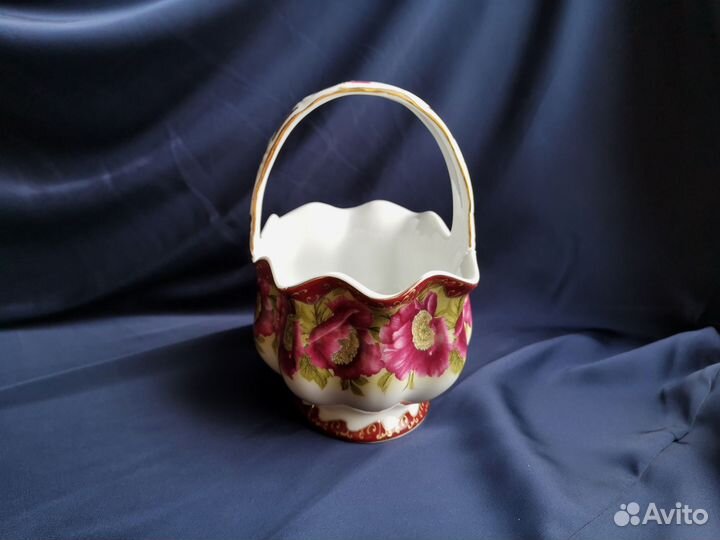 Конфетница корзинка фарфор золочение