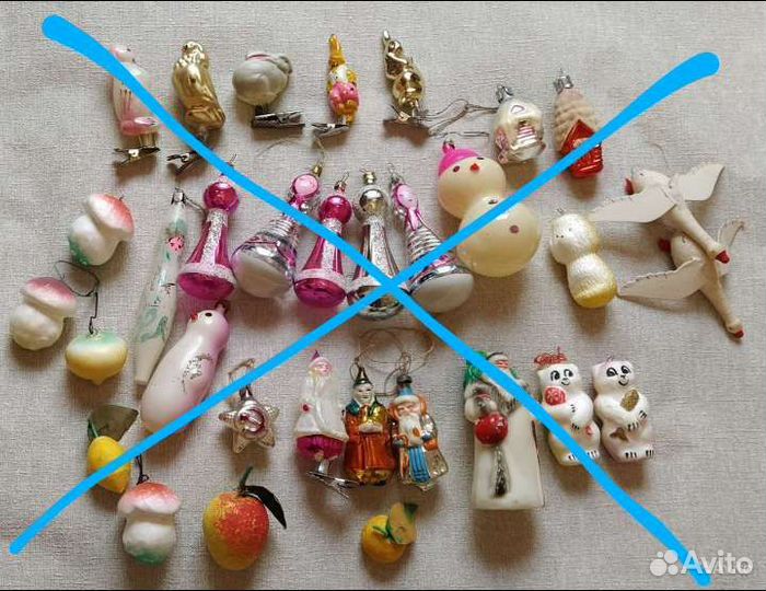 Винтажные ёлочные игрушки, Глинка, с 50 г
