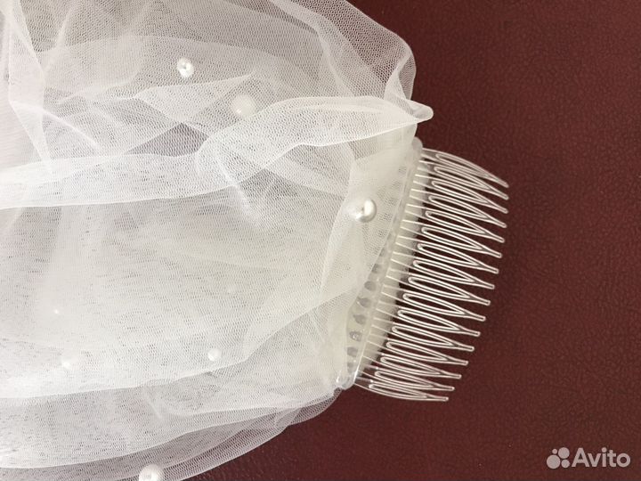 Свадебная фата длинная с жемчугом