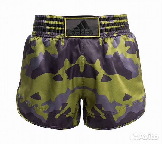 Шорты для тайского бокса Adidas Satin зелено-черны