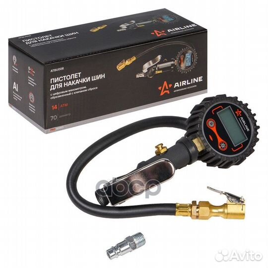 Пистолет для подкачки шин airline с манометром, 14