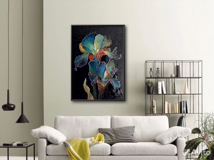 Картина абстрактная с цветами