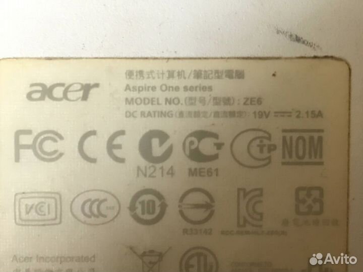 Acer aspire one ZE6 в разборе