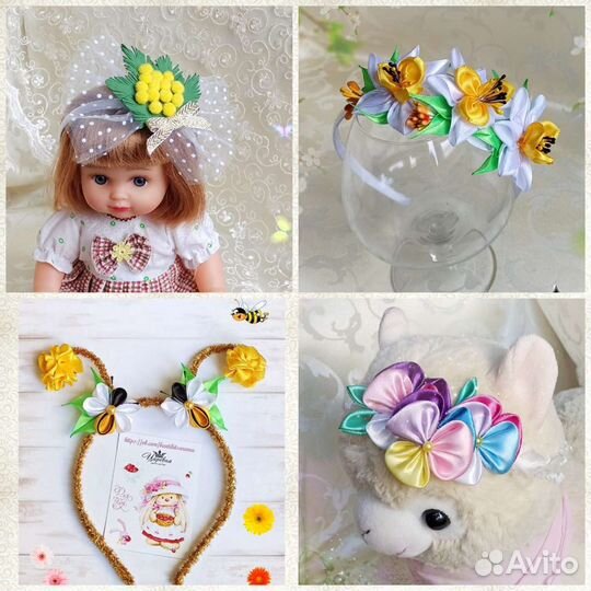 Ободки, цветы, заколки для утренников