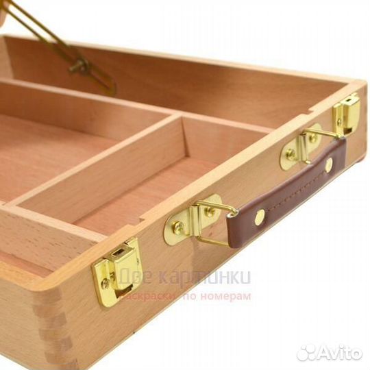 Коробка 6 шт.: Мольберт Две картинки этюдный ящик