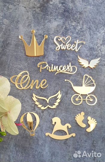 Топпер украшение для торта из орстекла