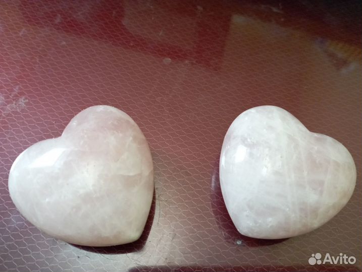 Розовый кварц сердечки