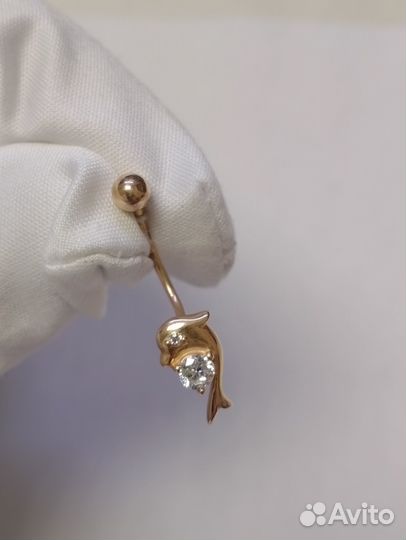 Золотой пирсинг с камнем