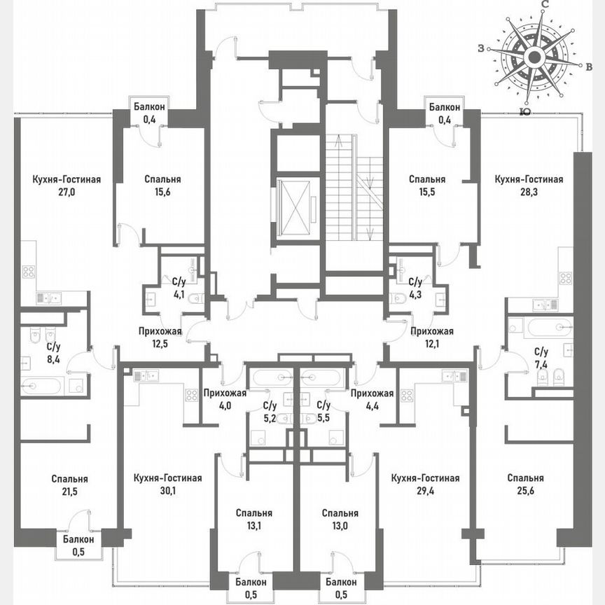 1-к. квартира, 52,6 м², 5/14 эт.