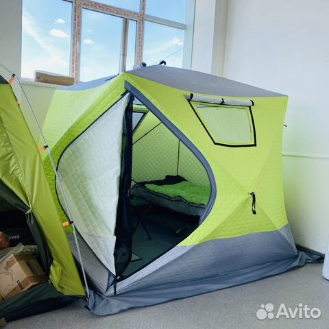 Палатка зимняя трехслойная куб для рыбалки и бани