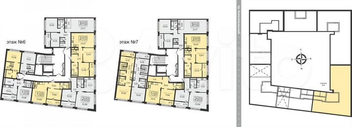 2-к. квартира, 63 м², 6/22 эт.