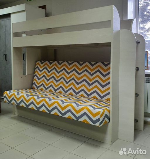 Кровать + диван двухъярусная Бодега светлый