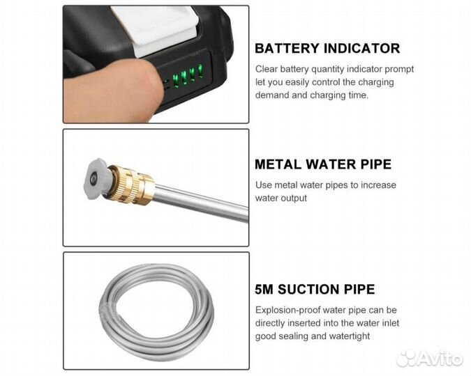 Аккумуляторная мойка высокого давления с 2 акб