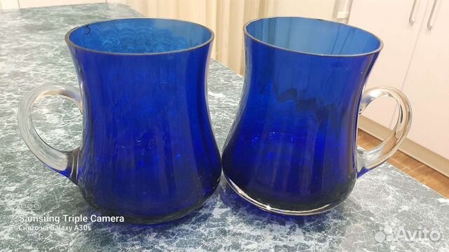 Кружка СССР синяя с гравировкой 23 феврал за оба