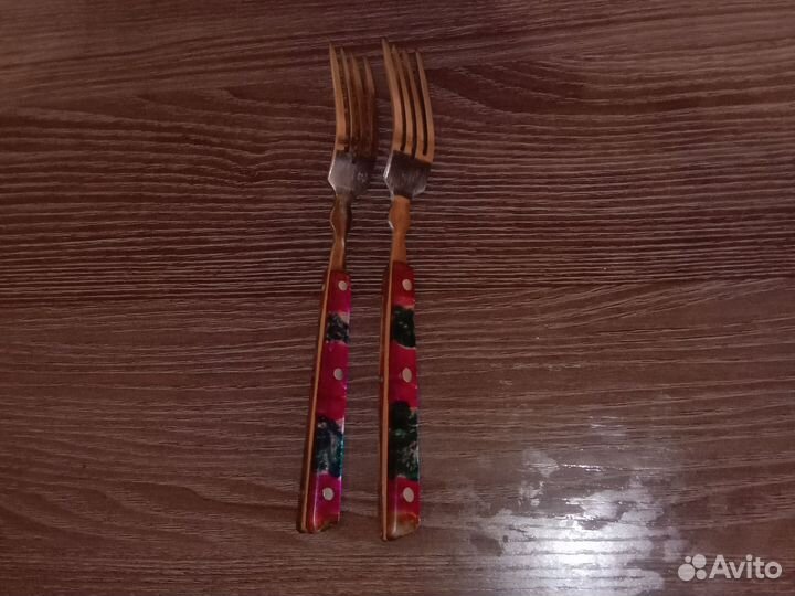 Вилки столовые СССР, цветное оргстекло, нержавейка