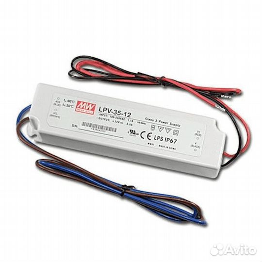 Блок питания mean well LPV-35-12 12 В, ток 3 А