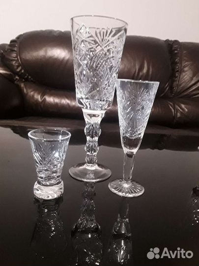 Хрустальный сервиз кубки фужеры рюмки