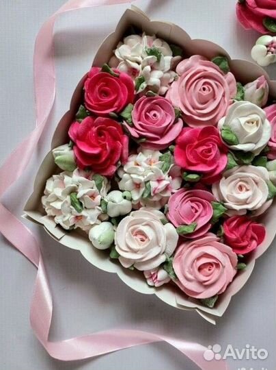 Цветы из зефира в коробочке