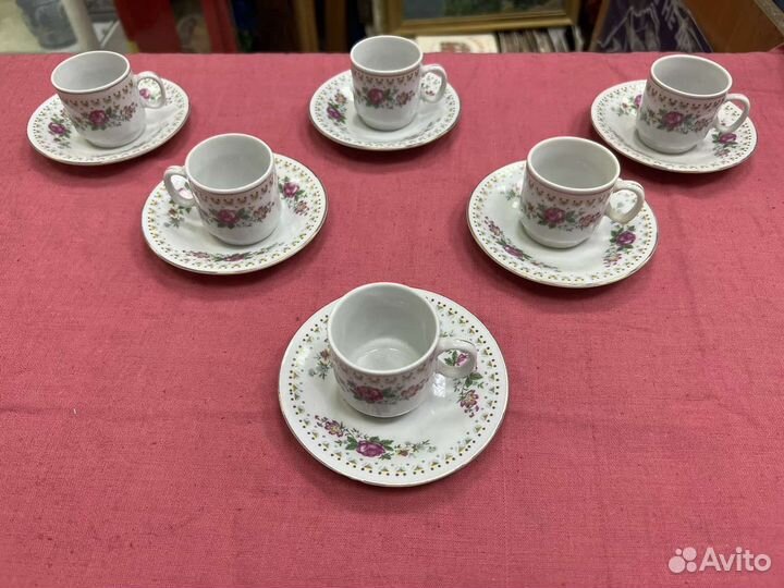 Старинный кофейный набор. 6 шт. фарфор китай