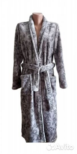 Халат тёплый плюшевый серый р.44-46