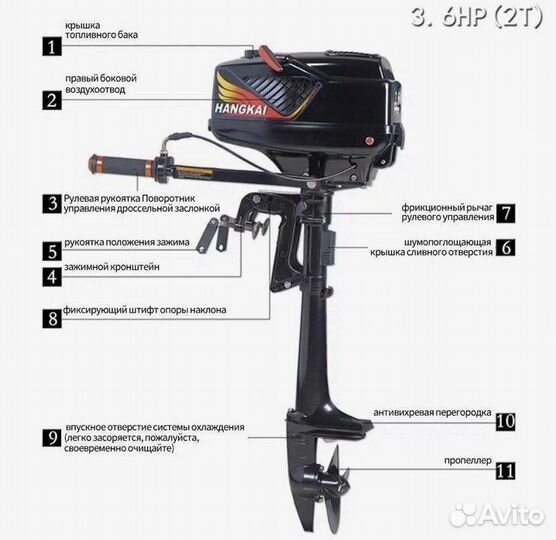 Лодочный мотор hangkai 3,6