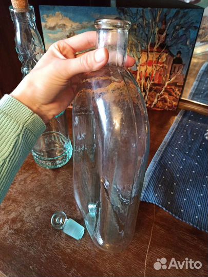 Бутылка декоративная старинная с пробкой