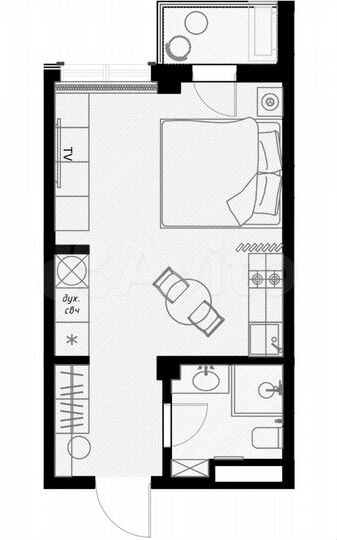 Квартира-студия, 28,6 м², 3/7 эт.