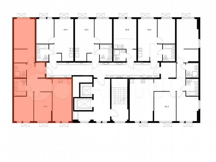 3-к. квартира, 79,4 м², 4/15 эт.