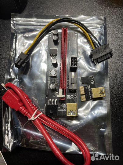 Райзер pci-e 008-s, 009-s, молекс, сата, 6pin