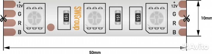 Светодиодная лента SWG 14.4Вт 12В IP20 3M RGB