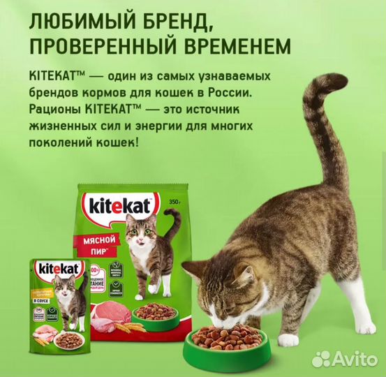 Сухой корм для кошек Kitekat, мясной пир, 15кг